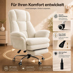 Bürostuhl mit Fußstütze Modell BGY01 Teddy Stoff Drehstuhl 135° verstellbare Rückenlehne extra breiter Sitz Home Office