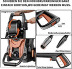 Hochdruckreiniger 180 Bar 450 l/h mit 7 m Hochdruckschlauch Schlauchtrommel 500 ml Reinigungsmittelbehälter 6-in-1-Düse