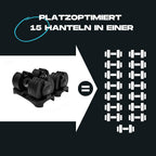 Verstellbares Kurzhantel-Set 24 kg 15 in 1 Gewichtsstufen Paar Smart Click System Anti-Rutsch Griff Gusseisen Heimtraining