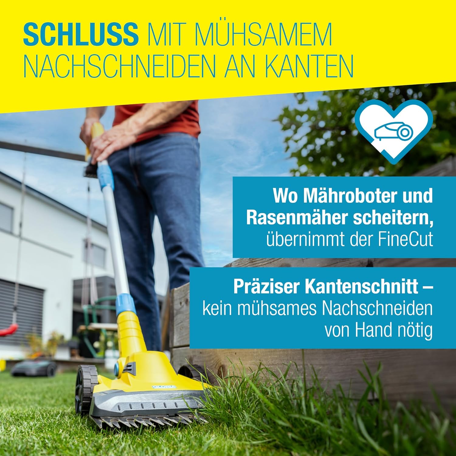 Akkurasentrimmer Kantenschneider FineCut 18V Set 25 cm Schnittbreite inkl Akku Ladegerät für kleine Gärten