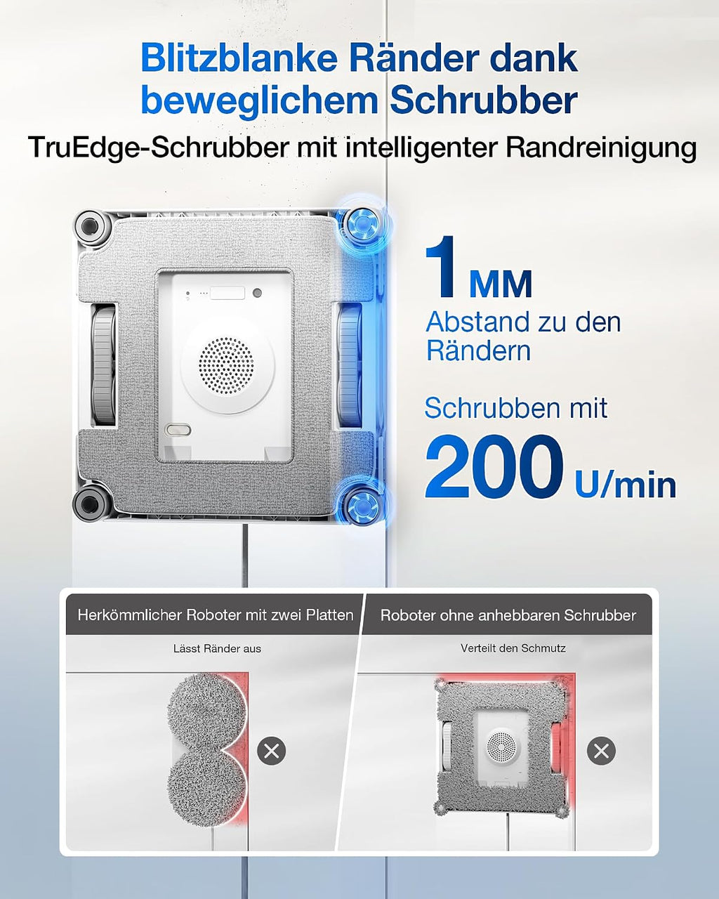 Fensterputzroboter W2S OMNI intelligente Randreinigung 6-in-1 Station Dreifachdüse 12-stufiges Schutzsystem