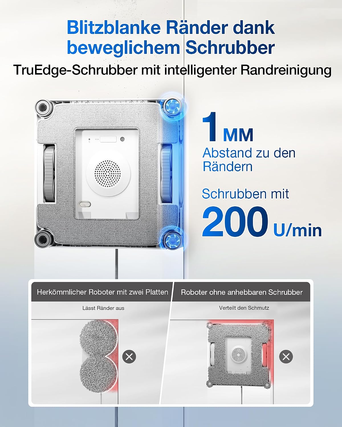 Fensterputzroboter W2S OMNI intelligente Randreinigung 6-in-1 Station Dreifachdüse 12-stufiges Schutzsystem