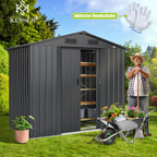Metall Gerätehaus Garten 195x131x186cm 4.2m³ Schiebetür mit Fundamentrahmen Anthrazit