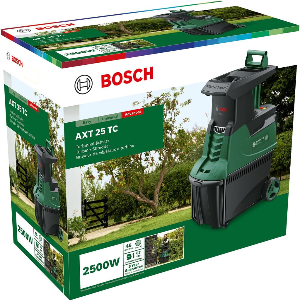 Turbinenhäcksler AXT 25 TC 2500W Gartenhäcksler Holz und Gartenabfälle 53L Fangbox 45mm Aststärke