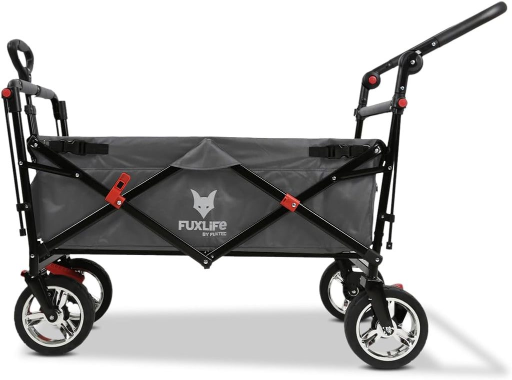 Faltbarer Bollerwagen FX-CT700 klappbarer Handwagen mit Bremsen gepolstertem Sitzbereich höhenverstellbarem Griff und 75 kg Traglast