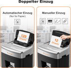 Aktenvernichter C233-B mit automatischem Einzug 120 Blatt Partikelschnitt P-4 23L Behälter 62dB mit 4 Rädern