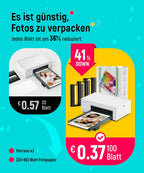 Fotodrucker DHP513 10x15 cm Farbsublimationsdrucker mit WLAN USB 300 DPI für Smartphone PC inklusive 100 Blatt Fotopapier