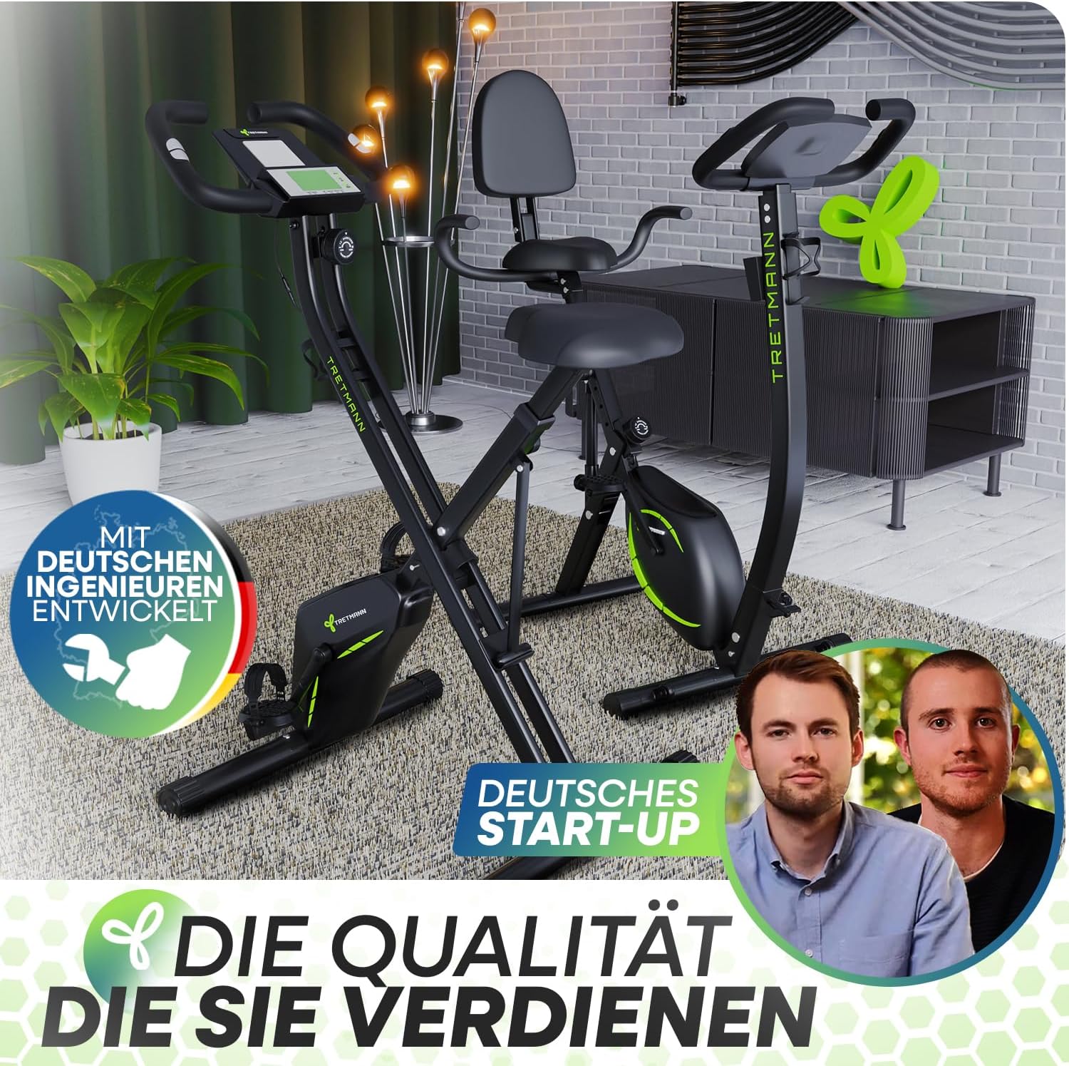Klappbarer Heimtrainer Magnetischer Ergometer Tretmann Home bis 150 kg mit 16 Widerstandsstufen und RelaxFoam Sitz