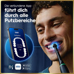 Elektrische Zahnbürste mit Aufsteckbürsten iO Series 9 wiederaufladbar 7 Reinigungsmodi Smart Druckkontrolle Rundbürstenkopf Schwarz