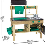Outdoor Spielküche mit Zubehör aus Holz und Kunststoff E3193 für Kinder ab 3 Jahren wetterfest Garten Rollenspiel Küche