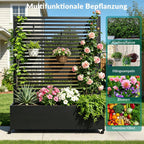 Pflanzkasten mit Spalier Metall Hochbeet auf Rollen Sichtschutz 120x40x185 cm rechteckig Garten Balkon Terrasse