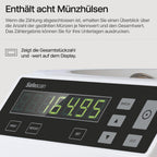 Münzzähler und Sortierer für Euro Münzen 1250 automatischer Münzsortierer und Geldzählmaschine Modell 948358 kabelgebunden
