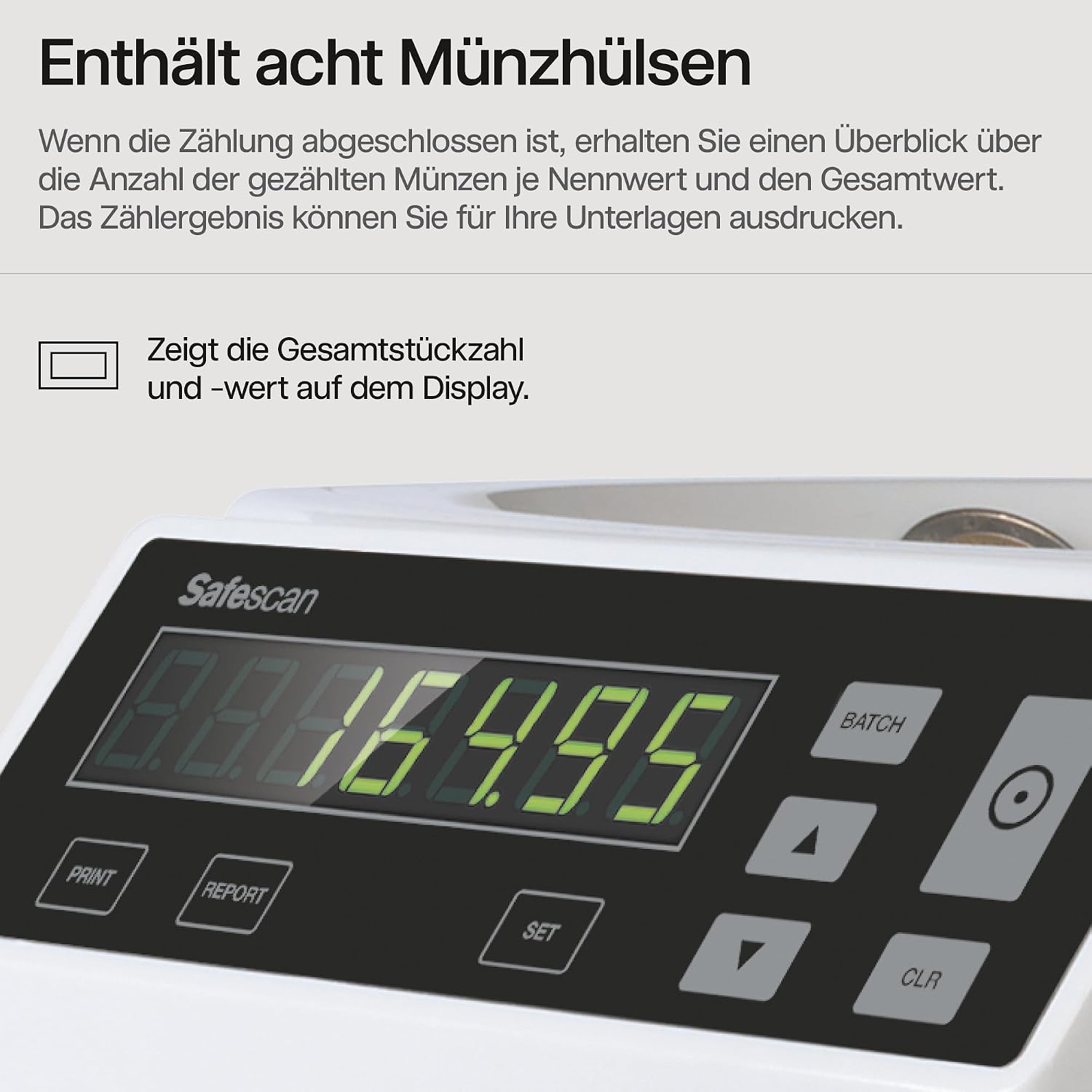 Münzzähler und Sortierer für Euro Münzen 1250 automatischer Münzsortierer und Geldzählmaschine Modell 948358 kabelgebunden