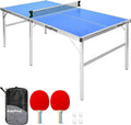 Tischtennisplatte EASYPONG klappbar 182x91 cm mit 2 Schlägern und 4 Bällen für Indoor Nutzung