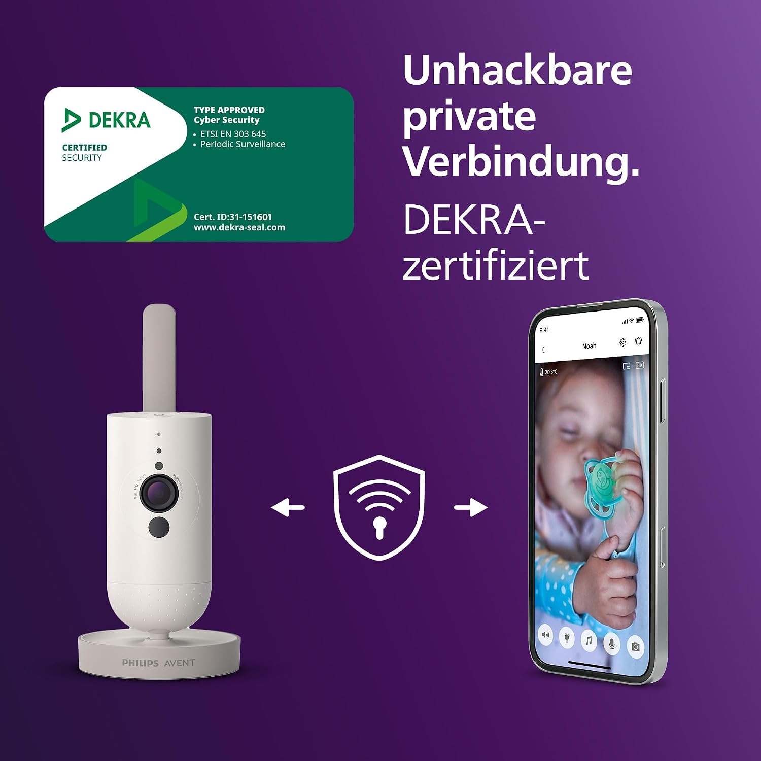 Babyphone mit Kamera WLAN HD 1080p SCD951/26 Nachtsicht Gegensprechfunktion Schrei-Erkennung App Steuerung