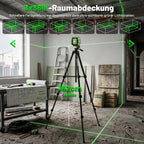 Kreuzlinienlaser 360° grün ST03CG 3D Nivelliergerät mit 152 cm Stativ Magnethalterung selbstnivellierend wiederaufladbar