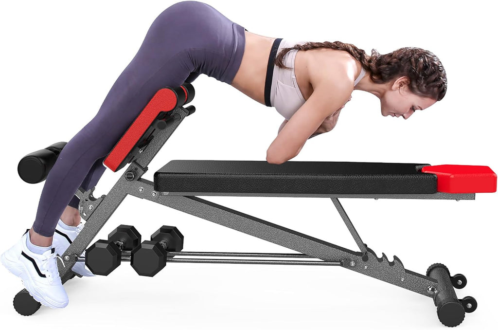 Verstellbare Hantelbank für Krafttraining Hyperextension Rückenstrecker Bauchtrainer Schrägbank Flachbank Modell FF-TB011384