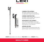 Trekkingstöcke Makalu FX Carbon faltbar verstellbar 4-teilig mit Klemmverschluss Carbonfaser Schaft Länge bis 130 cm