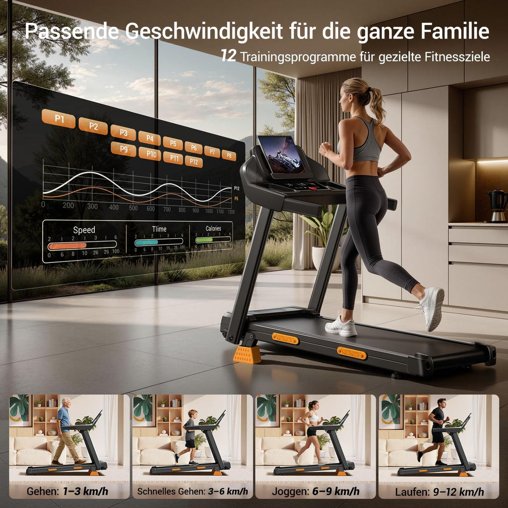 Klappbares Laufband für Zuhause SF20 mit 15% Steigung 12 km/h Geschwindigkeit 3,0 PS Motor LED-Anzeige 160 kg Belastbarkeit