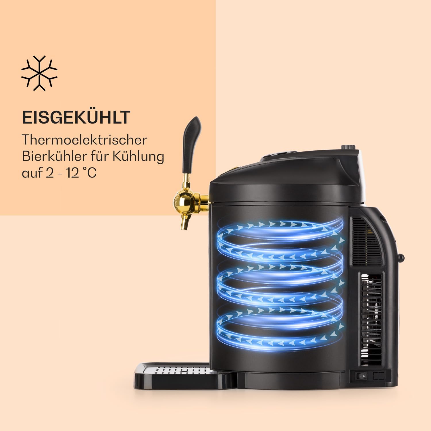 Bierzapfanlage mit Kühlung Skal 5 Liter Fass Zapfsystem integrierter Bierkühler 2-12 °C thermoelektrische Kühlung CO2 Drucksystem
