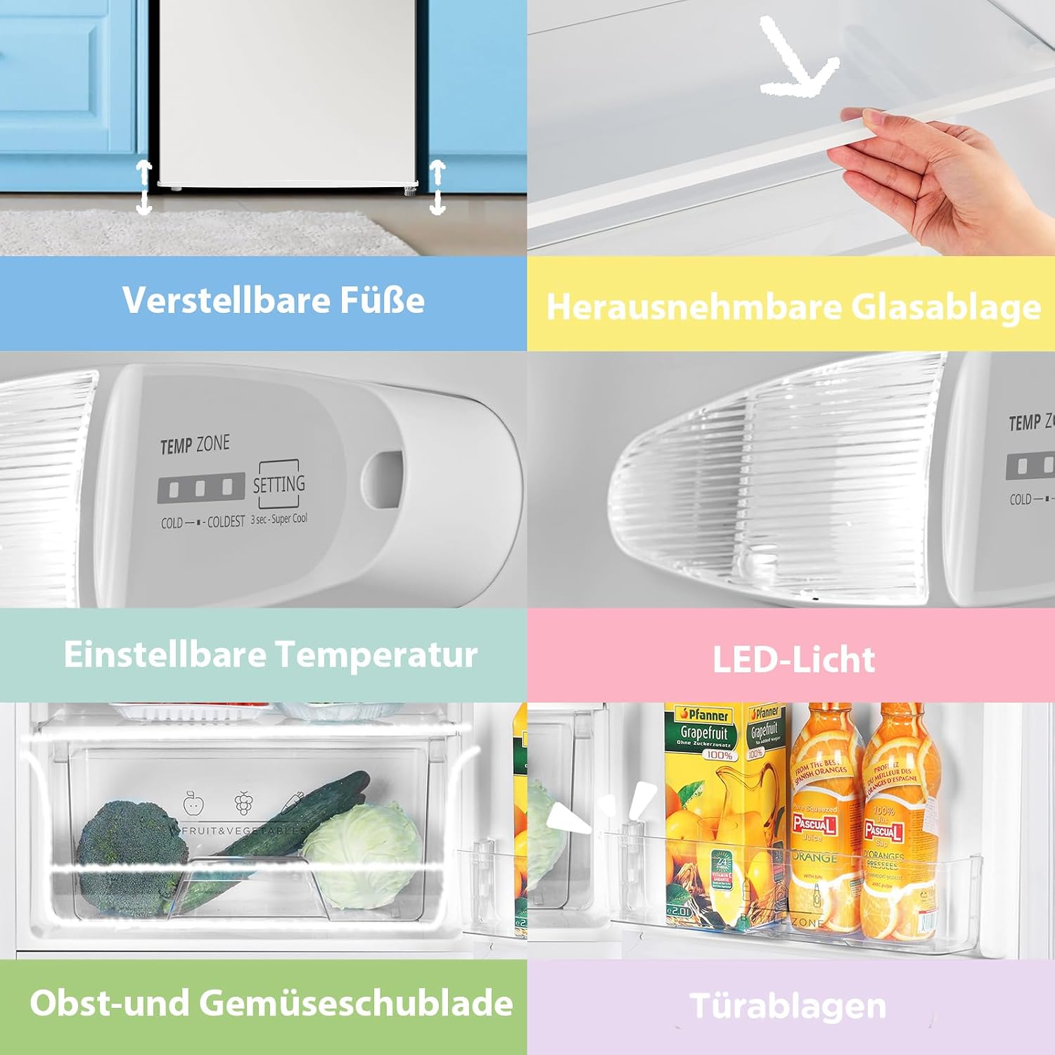 Kühlschrank ohne Gefrierfach RCD133WH3(E) 131 L Inverter-Kompressor mit Obst- und Gemüsefach 84,5 cm
