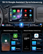 Single DIN Autoradio mit Touchscreen 10.1 Zoll Android 14 2GB 64GB Bluetooth CarPlay Android Auto Navigation Rückfahrkamera