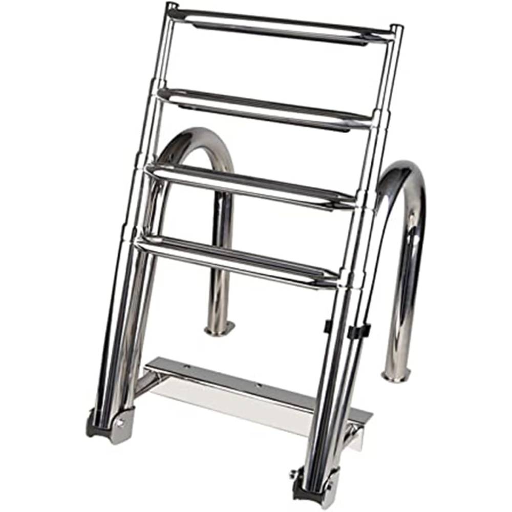 Edelstahl Poolleiter Klappbar 4 Stufen Ausziehbar 120-150 cm Poolhöhe Rutschfeste Stufen Handlauf Traglast 220 kg