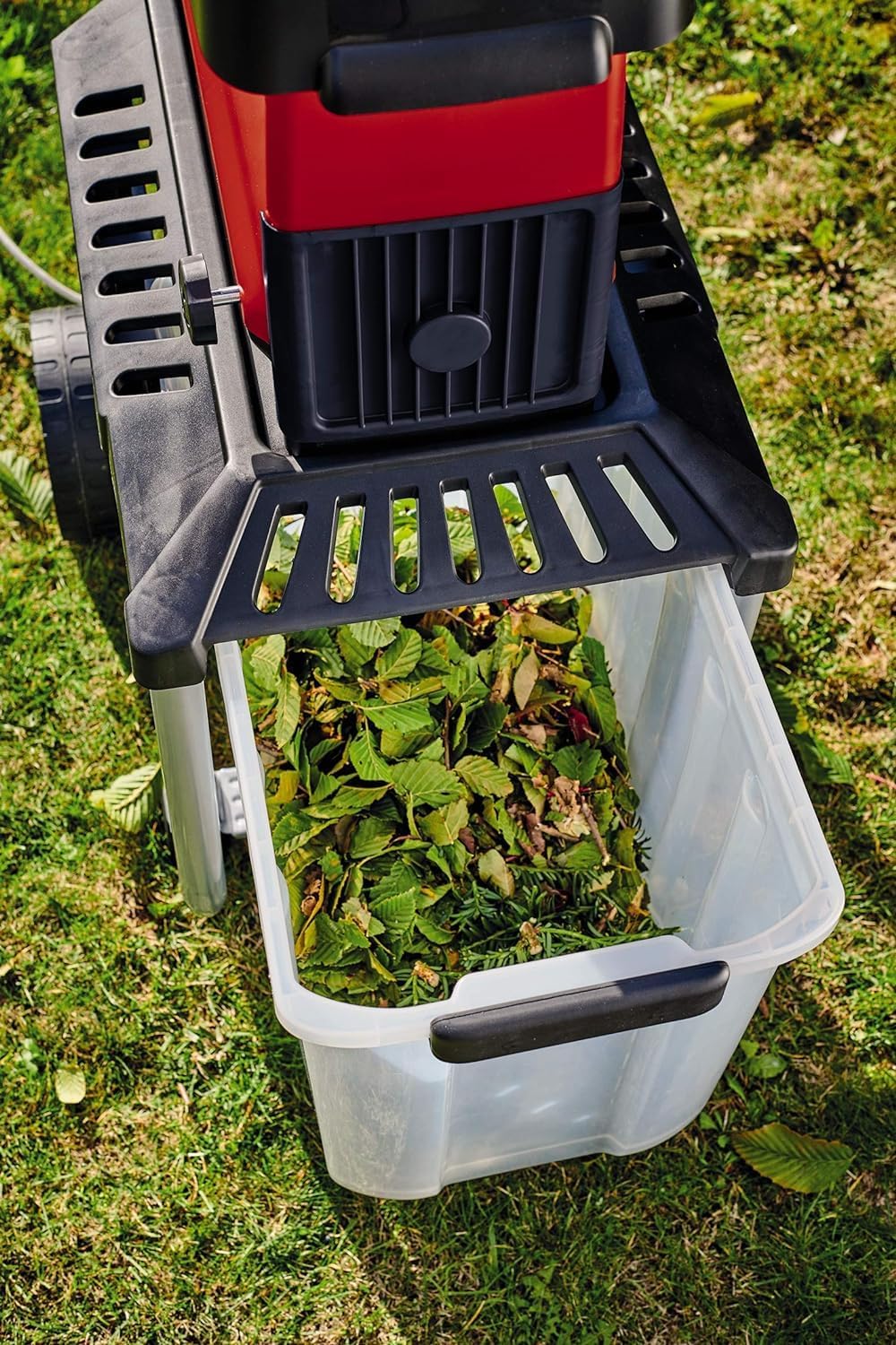 Elektro Leisehäcksler GC-RS 60 CB 2800W mit Schneidwalze für Äste bis 45 mm und transparenter 60 L Fangbox