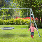 Doppelschaukel mit Stahlgestell ZEST SWING HYP2014 180 kg Belastbarkeit mit Nestschaukel und Hängematte für Garten