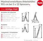Aluminium Kombileiter 3-teilig ProfiLOT 9312-507 3x12 Sprossen 150 kg Tragkraft 9,01 m Arbeitshöhe