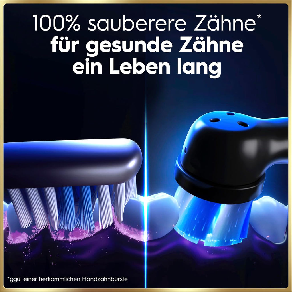 Elektrische Zahnbürste mit Aufsteckbürsten iO Series 9 wiederaufladbar 7 Reinigungsmodi Smart Druckkontrolle Rundbürstenkopf Schwarz