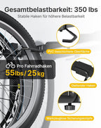 Fahrradständer freistehend für 5 Fahrräder vertikaler Fahrradhalter mit 5 Haken 6 Helmhaken Stahlkonstruktion 160 kg Traglast