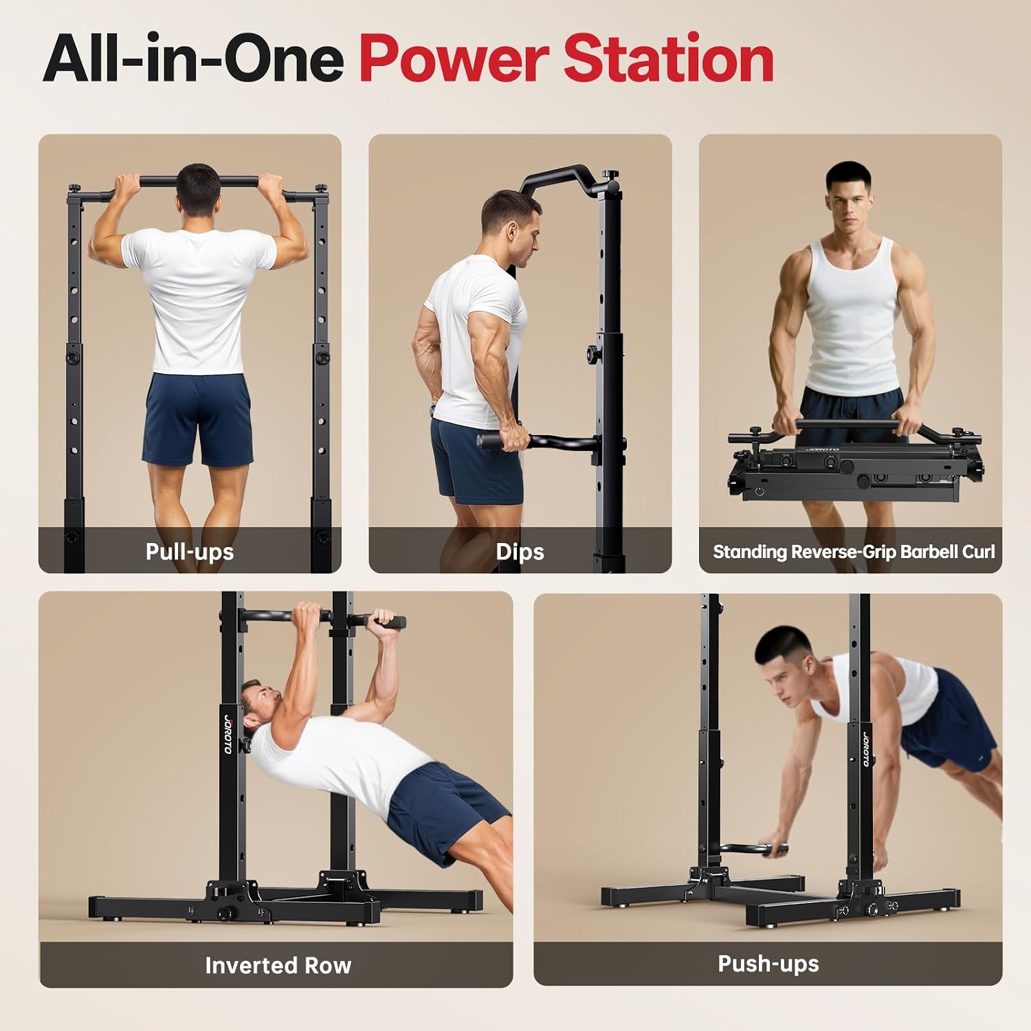 Klimmzug Dip Station faltbar höhenverstellbar 5-in-1 Kraftturm Home Gym mit Power Tower bis 172 kg Belastung