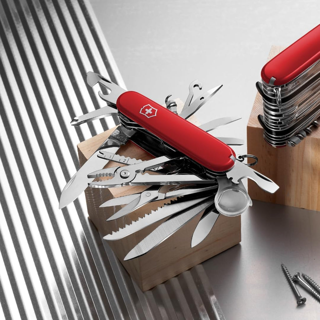 Schweizer Taschenmesser 1.6795.XXL Swiss Champ XXL 91 mm mit 73 Funktionen Edelstahl Klinge Wellenschliff