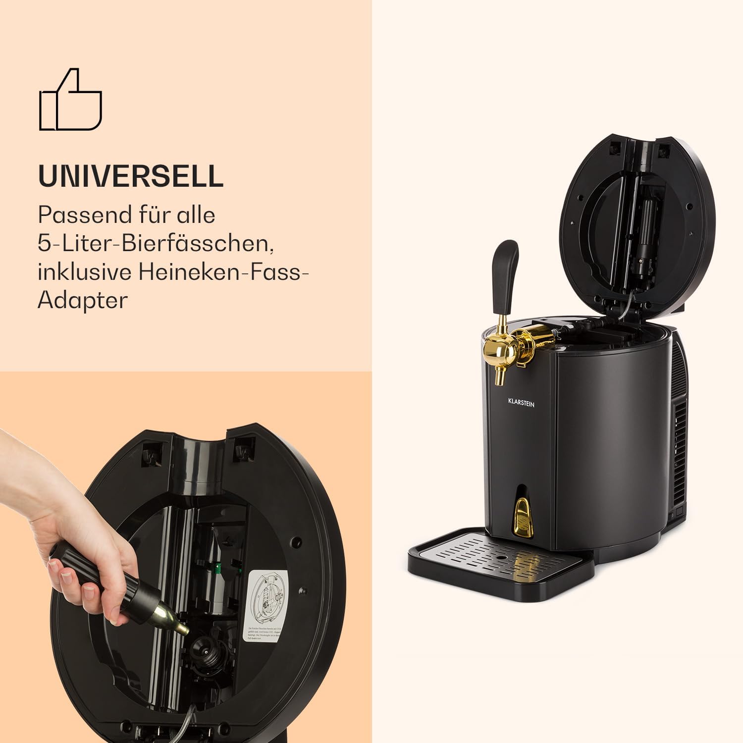 Bierzapfanlage mit Kühlung Skal 5 Liter Fass Zapfsystem integrierter Bierkühler 2-12 °C thermoelektrische Kühlung CO2 Drucksystem