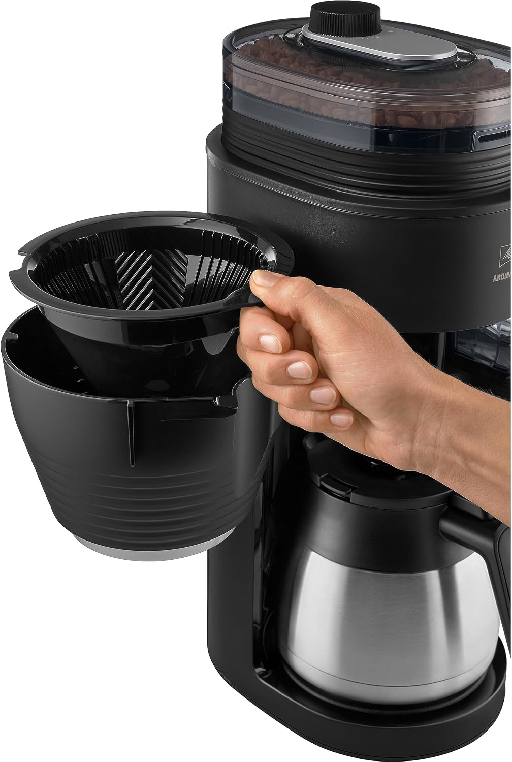 Filterkaffeemaschine AromaFresh Pro X Therm mit Mahlwerk 1 Liter Thermkanne Timer Funktion 8 Tassen