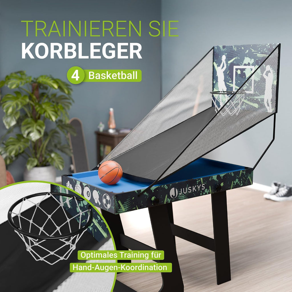 Multifunktionaler Spieltisch 5-in-1 klappbar mit Tischtennisplatte Tischkicker Billardtisch Hockey Basketball Modell 24875