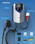 Wallbox Ladegerät Laden APP RFID 11kW 400V 6-16A Typ 2 EV Ladestation 8m Kabel mit Kabelhalter