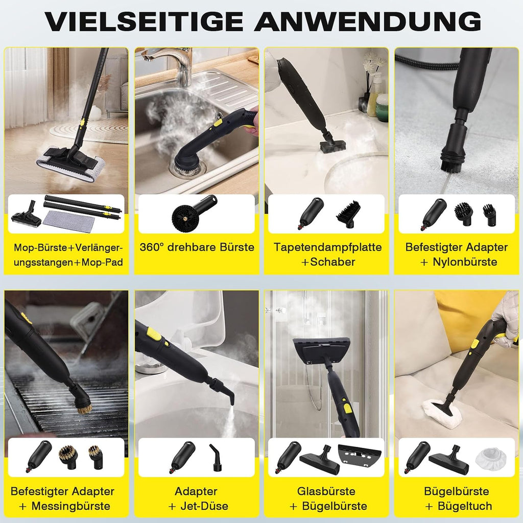 Dampfreiniger SW608-A 2000 W mit 1300 ml Wassertank 5 m Netzkabel Hochtemperatur-Dampfreinigung mit Reinigungszubehör
