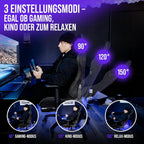 Ergonomischer Gaming Stuhl mit Fußstütze 4D Armlehnen Memory Foam Stoffbezug 150 kg Belastbarkeit