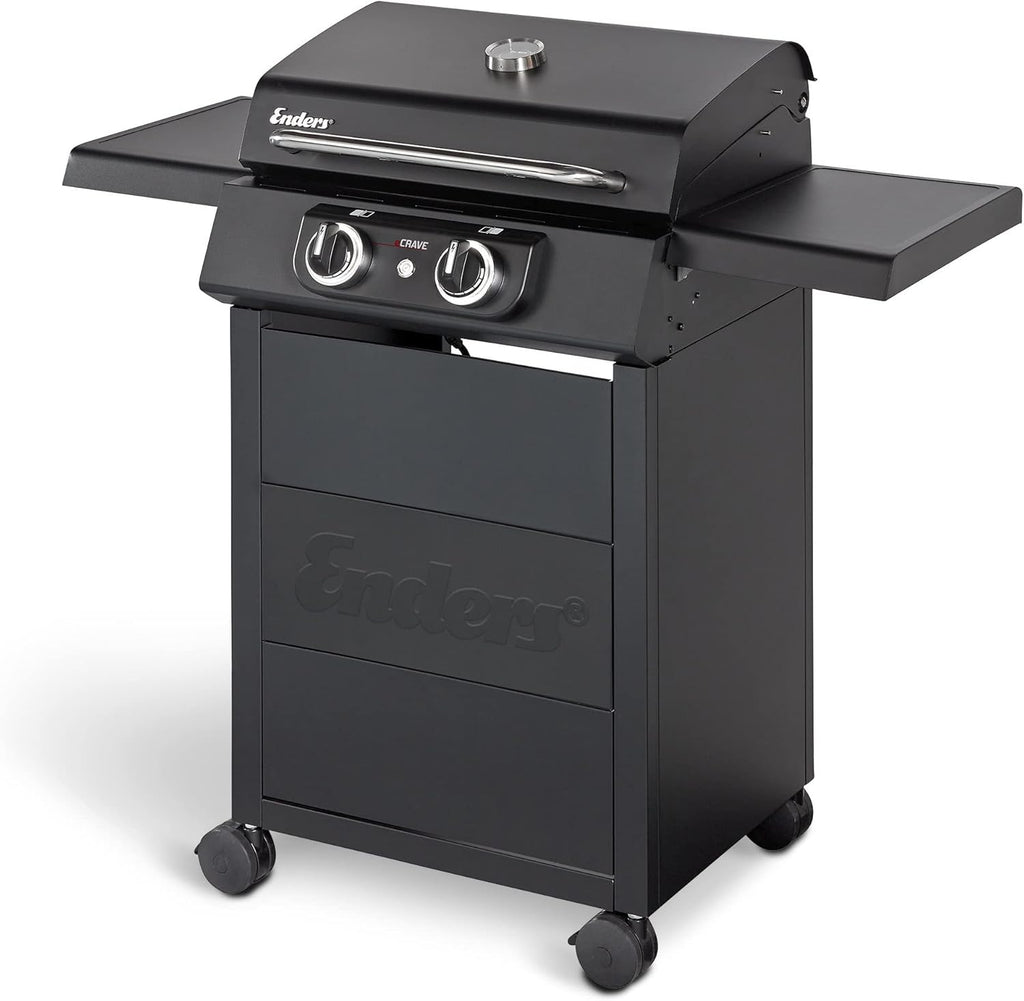 Elektrogrill eCRAVE 2 Grillwagen 2 Heizelemente 2 Zonen Grill mit Gussrost Garhaube Thermometer Stauraum