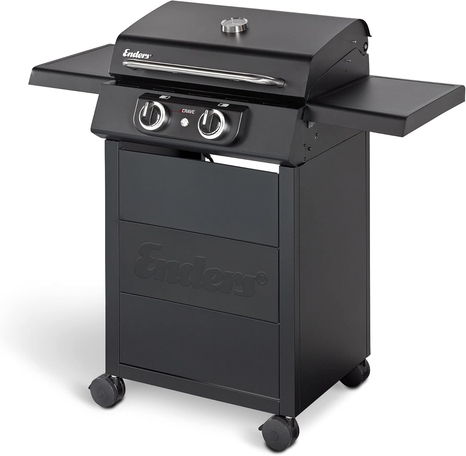 Elektrogrill eCRAVE 2 Grillwagen 2 Heizelemente 2 Zonen Grill mit Gussrost Garhaube Thermometer Stauraum
