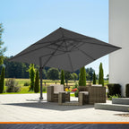 Ampelschirm Rhodos Grande 400x300 cm Rechteckig Aluminium Gestell UV50+ Polyester Kurbel 360 Grad Drehfunktion Anthrazit