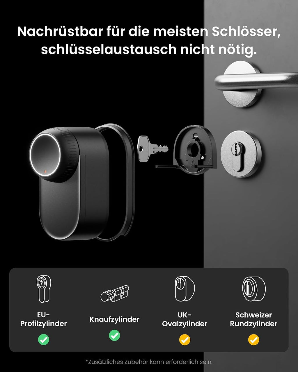 Smart Türschloss Lock Ultra mit Fingerabdruck Keypad Passcode Smartphone App Matter kompatibel 9 Monate Akku