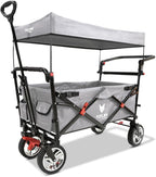 Faltbarer Bollerwagen FX-CT700 klappbarer Handwagen mit Bremsen gepolstertem Sitzbereich höhenverstellbarem Griff und 75 kg Traglast