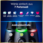 Elektrische Zahnbürste mit Aufsteckbürsten iO Series 9 wiederaufladbar 7 Reinigungsmodi Smart Druckkontrolle Rundbürstenkopf Schwarz