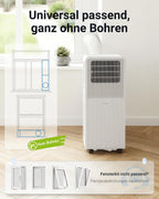 Mobile Klimaanlage A027C-09C 9000 BTU mit Abluftschlauch 3-in-1 Klimagerät für Räume bis 33 m² 24H Timer Fernbedienung R-290