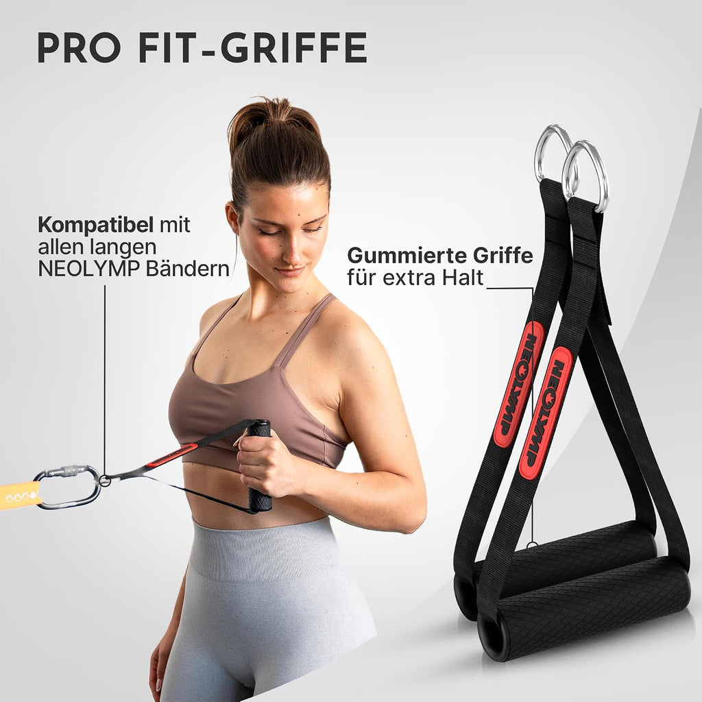 Lange Stoff Fitnessbänder Set 5 Widerstandsstufen Allroundset Ultra mit Türanker Fußschlaufen Griffen Stange