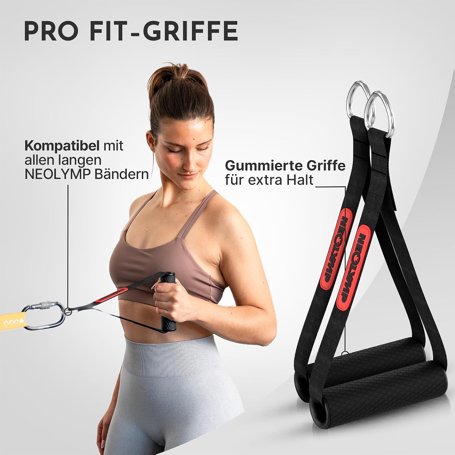 Lange Stoff Fitnessbänder Set 5 Widerstandsstufen Allroundset Ultra mit Türanker Fußschlaufen Griffen Stange