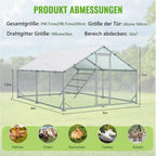 Hühnerstall Metall Freilaufgehege mit Dach CC3X4X2 3x4x2 m wetterfest für 10 bis 20 Hühner Sitzleiter Zubehör